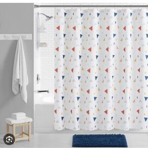 15pc Boho Triangle Shower Curtain Bundle Set Blue - Jade + Oake
